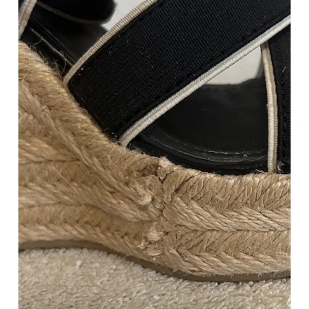 STEVE MADDEN Erryn Wedge Sandals Size 8 Espadrilles Navy Blue and Brown-JKL-1-A